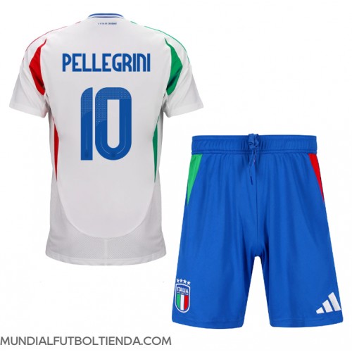 Camiseta Italia Lorenzo Pellegrini #10 Segunda Equipación Replica Eurocopa 2024 para niños mangas cortas (+ Pantalones cortos)